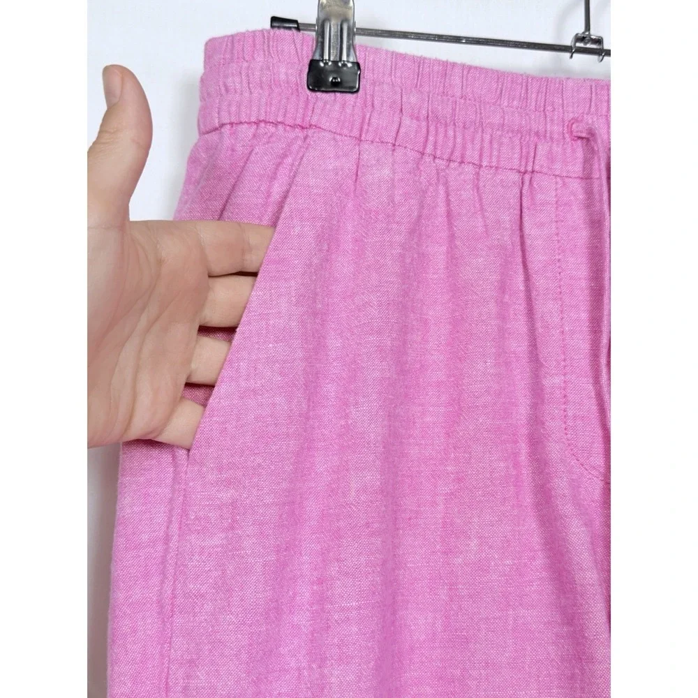 J.Crew Pink Linen‎ Blend Pants Drawstring Beach Coastal Old Money Preppy Size 6